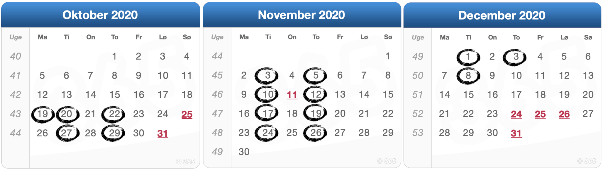 De 16 datoer i oktober, november og december. TRX Bootcamp 1 - April - kalender