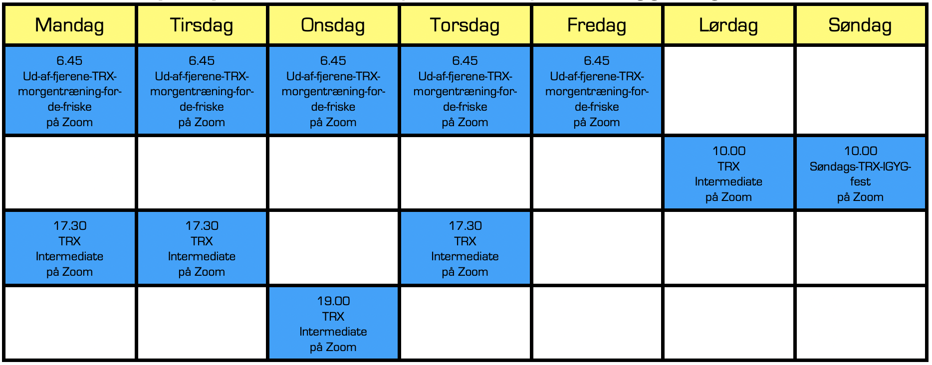 Holdplan på Zoom fra d. 1. februar - 28. februar begge dage inklusiv Image