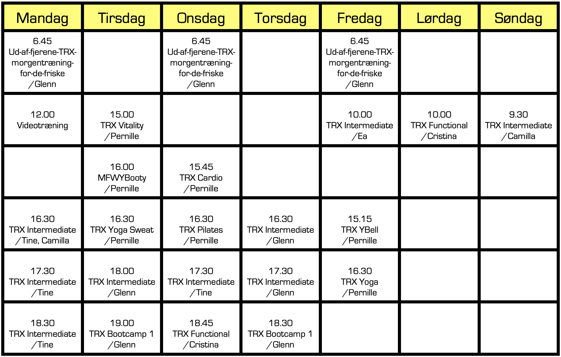 Nuværende ugeplan