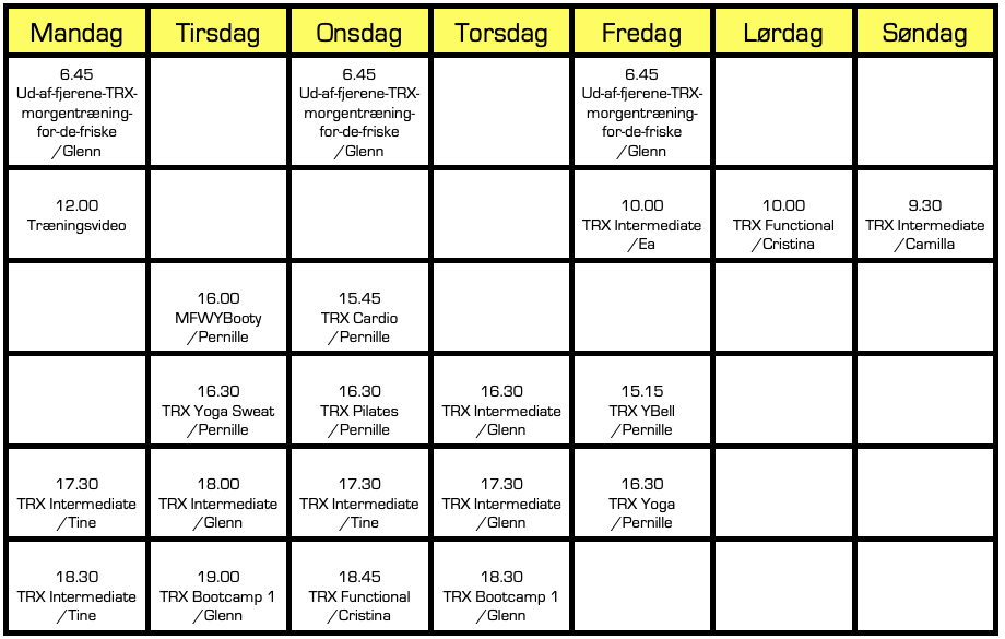 Nuværende ugeplan